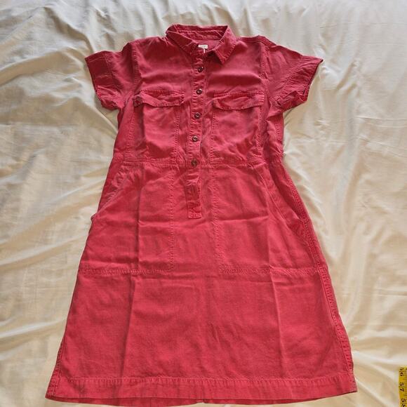 J Crew midi Dress Women's 10 Red Boho Safari Lyocell Soft Casual Garden y2k 90s - Picture 3 of 10